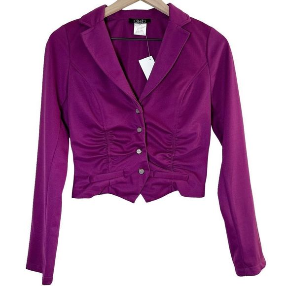 Deb Y2K Purple Button Up Academia Cropped Blazer Size Medium - Picture 1 of 10